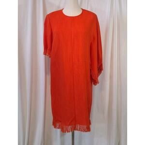 Emilio Pucci Orange Fringe Avantgarde Mini Dress IT 40 US 4 Asymetrical Sleeve